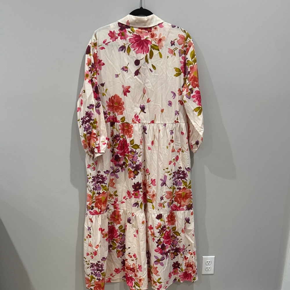 Anthropologie Floral Long Sleeve Dress - Pink and Purple - Picture 3 of 3